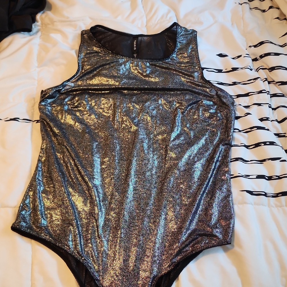 Torrid Shimmering Silver Bodysuit